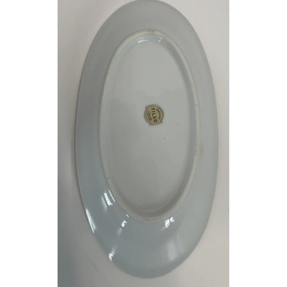 Tilso Japan Vintage Butter Dish Trinket Dish Shades of Blue Roses - Picture 9 of 16